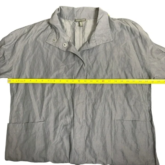 Eileen Fisher steel satin crinkle metallic jacket size: XS - Picture 6 of 8
